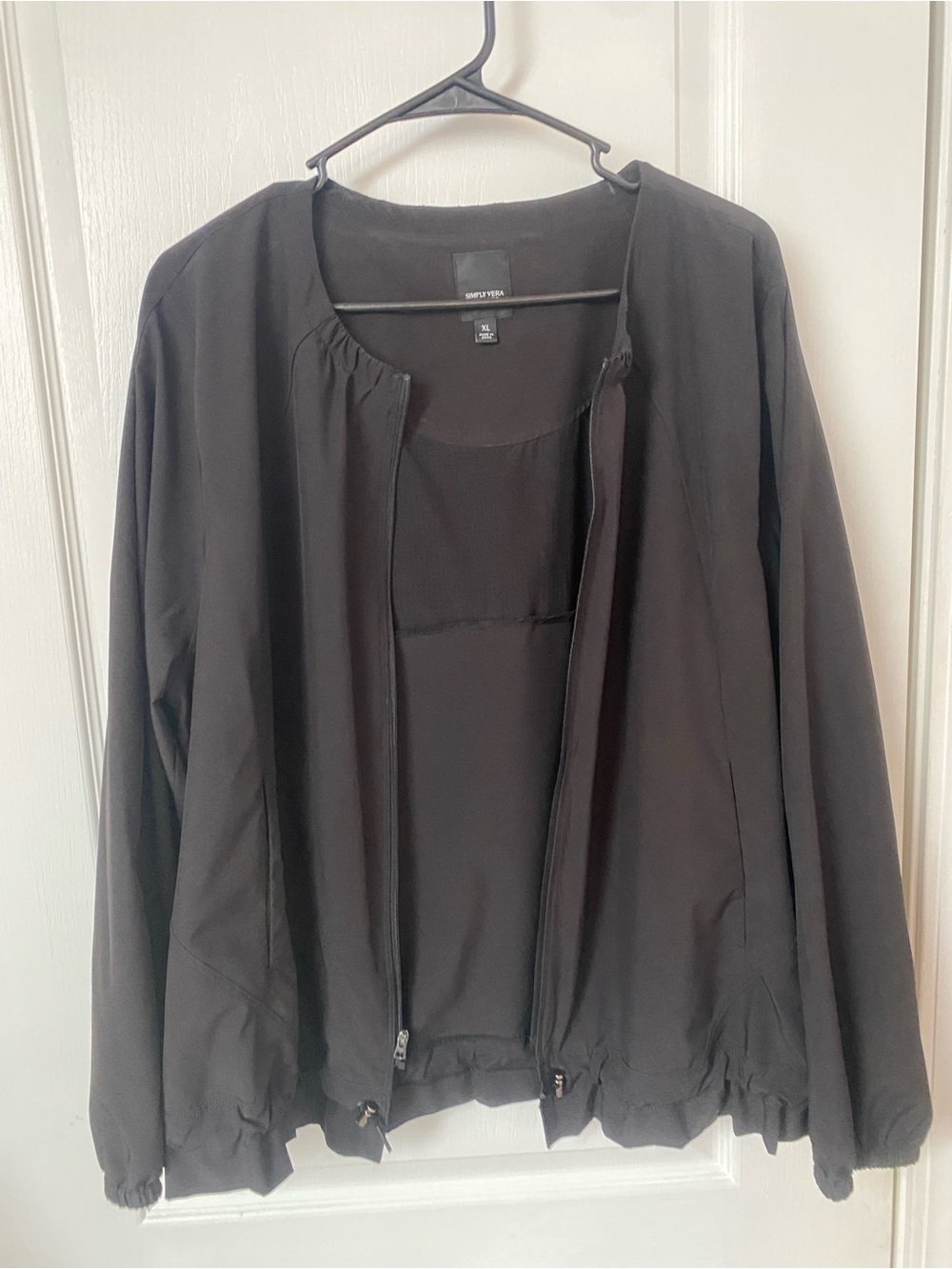 Vera Wang Black Lightweight Open-Front Bomber Jacket